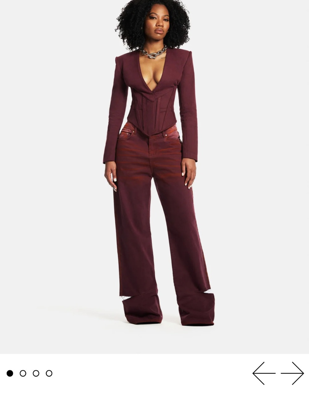 Hanifa Deep Burgundy Button-Front Corset Shirt